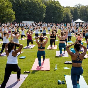 Beautiful Yoga Day Images for Your Health and Fitness Content SEO for therapists, teachers and wellness professionals gain audience in sold out event.